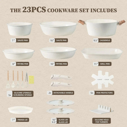 Detachable Handle Ceramic Cookware Set